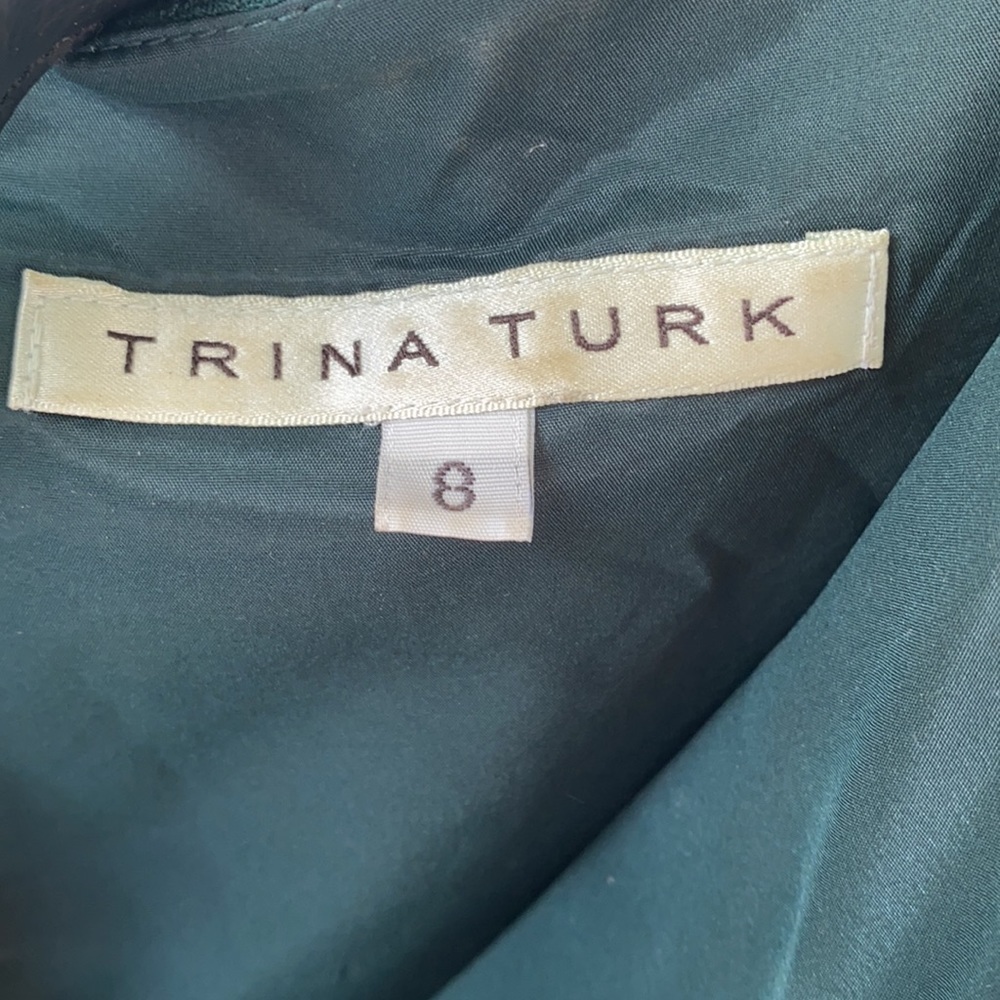 Trina Turk olive green dress with belt size: 8 - Picture 4 of 9